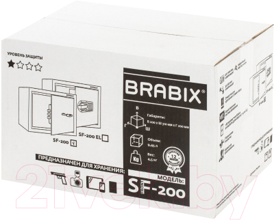 Мебельный сейф Brabix SF-200KL / 291144 (черный)