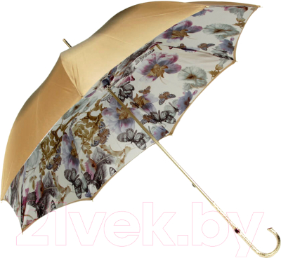 Зонт-трость Pasotti Becolore Beige Butterfly Oro