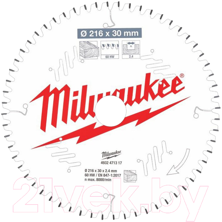 Пильный диск Milwaukee 4932471317