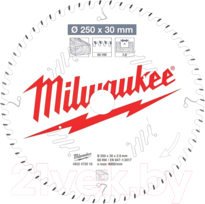 

Пильный диск Milwaukee, 4932472016