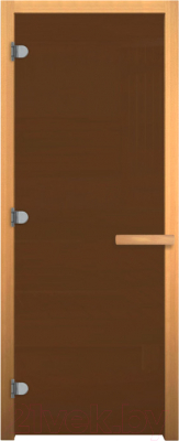 Стеклянная дверь для бани/сауны Везувий 1700x700 CR (стекло бронзовое матовое, осина)