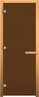 Стеклянная дверь для бани/сауны Везувий 2000х700 CR (стекло бронзовое матовое, осина) - 