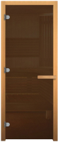 Стеклянная дверь для бани/сауны Везувий 1800х800 (CR, стекло бронзовое, осина) - 