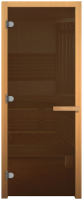 Стеклянная дверь для бани/сауны Везувий 2010х810 (CR, стекло бронзовое, осина) - 