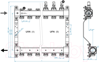 Коллекторная группа отопления KAN-therm InoxFlow серия UFN 6 отводов / 1316157059