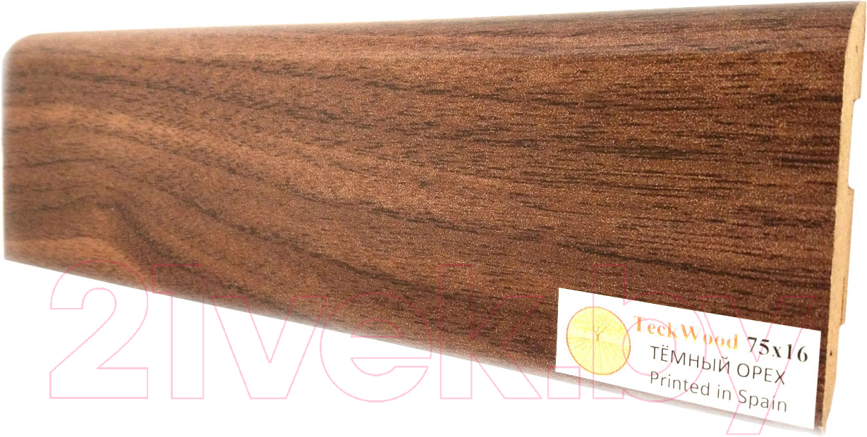 Плинтус Teckwood МДФ 75x16x2150 (темный орех)