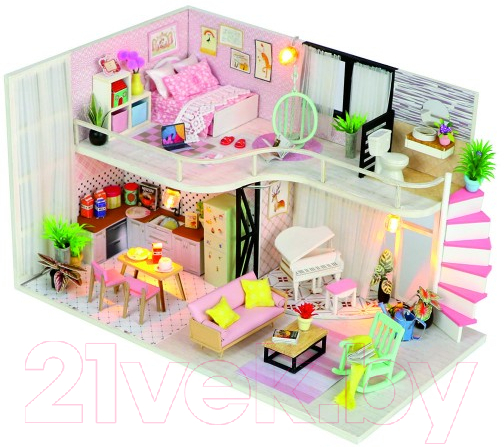 Кукольный домик Hobby Day Розовый лофт / M035