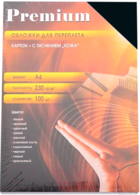 Обложки для переплета Office Kit A4 кожа / CBKA400230 (100шт, черный)