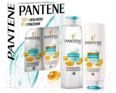 Набор косметики для волос PANTENE Aqua Light шампунь 250мл + бальзам 200мл