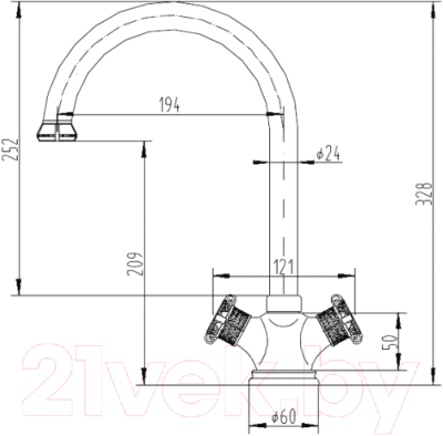 Смеситель ZORG AZR 608 K-1-12 SL / A 2003K-SL