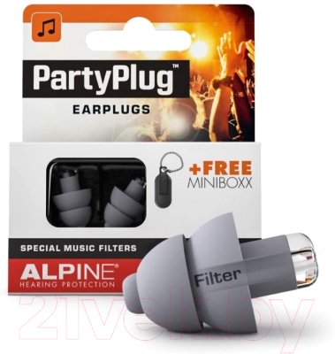 Беруши для музыкантов Alpine Hearing Protection PartyPlug / 111.21.651 (серый)