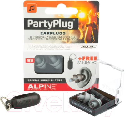Беруши для музыкантов Alpine Hearing Protection PartyPlug / 111.21.651 (серый)