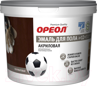 

Эмаль Ореол, Красно-коричневый, Акриловая полуматовая