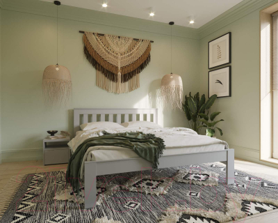 Двуспальная кровать BAMA Флоренция (160x200, серый)