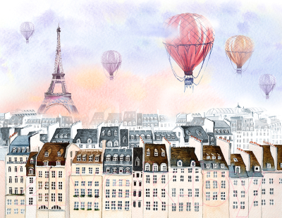 

Фотообои бесшовные Citydecor, Акварельный париж 2