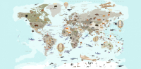 

Фотообои бесшовные Citydecor, Карта мира на русском 3