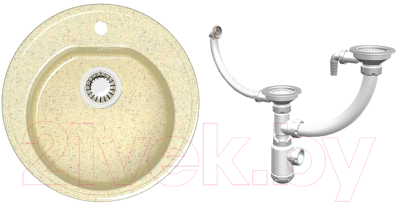 

Мойка кухонная Elmar, M-01 + Grand 3-1/2 двойной с круглым переливом