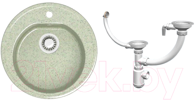 

Мойка кухонная Elmar, M-01 + сифон Grand 3-1/2 с круглым переливом