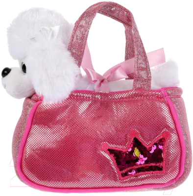 Мягкая игрушка Мой питомец Пудель с короной в розовой сумочке из пайеток / CT191052R1-19