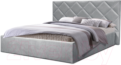 Двуспальная кровать Анмикс Софья с ламелями 160x200 (микровелюр Simple 31)