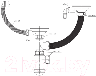 Мойка кухонная Elmar M-03 + cифон Sanplast Grand 3-1/2 с круглым переливом (красный блеск Q17)