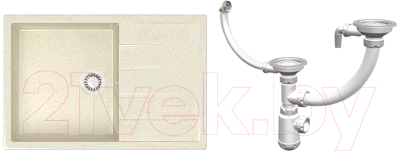 

Мойка кухонная Elmar, M-07 + cифон Sanplast Grand 3-1/2 двойной с круглым переливом