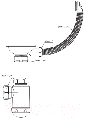 Мойка кухонная Elmar M-08 + cифон Sanplast Grand 3 1/2" (ваниль Q14)