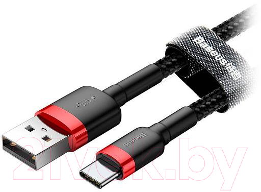 Кабель Baseus Cafule USB2.0 AM - Type-C 3А / CATKLF-B91 (1м, красный/черный) — фото 6