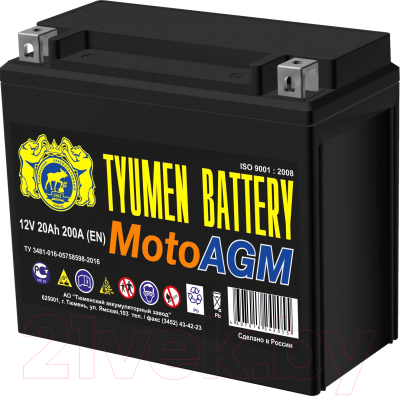 Мотоаккумулятор Tyumen Battery YTX20 (20 А/ч)