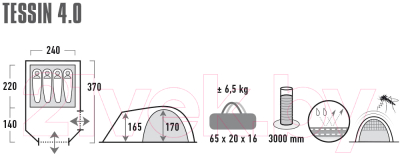 Палатка High Peak Tessin 4 / 10224 (Nimbus/серый)
