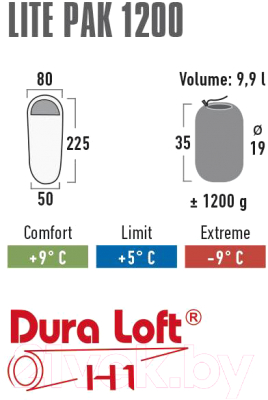 Спальный мешок High Peak Lite Pak 1200 / 23277 (антрацит/синий)