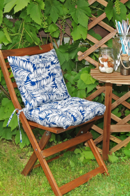 Подушка для садовой мебели Эскар Blue Palma 40x40 / 121769140 (белый/синий)