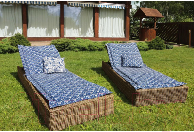 Подушка для садовой мебели Эскар Blue Garden 60x190 / 126069190 (белый/синий)