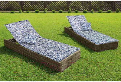 Подушка для садовой мебели Эскар Blue Palma 60x190 / 126569190 (белый/синий)