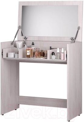 Туалетный столик с зеркалом Мебелони Кимберли СТ-05 (ясень белый/лакобель черный)