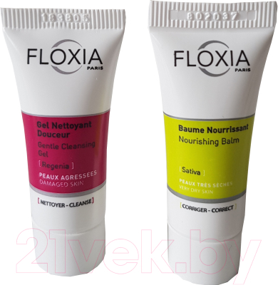 Набор косметики для лица и тела Floxia Regenia гель для умывания+Sativa бальзам для очень сухой кожи  (5мл+5мл)