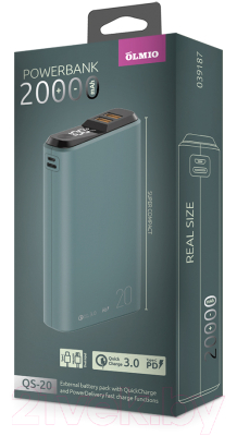 Портативное зарядное устройство Olmio QS-20 20000mAh / 039187 (зеленый)