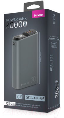 Изображение товара Портативное зарядное устройство Olmio QS-20 20000mAh / 039188 (темно-серый)
