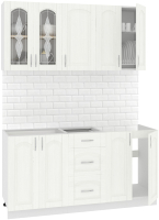Кухонный гарнитур Кортекс-мебель Корнелия Ретро 1.6 без столешницы (ясень белый) - 