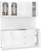 Кухонный гарнитур Кортекс-мебель Корнелия Ретро 1.8 без столешницы (ясень белый) - 