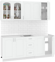 Кухонный гарнитур Кортекс-мебель Корнелия Ретро 2.0 без столешницы (ясень белый) - 
