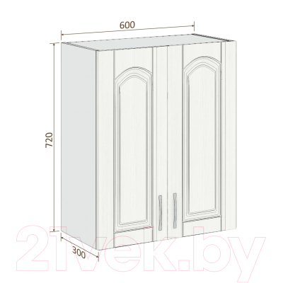 Шкаф навесной для кухни Кортекс-мебель Корнелия Ретро ВШ60с (ясень белый)