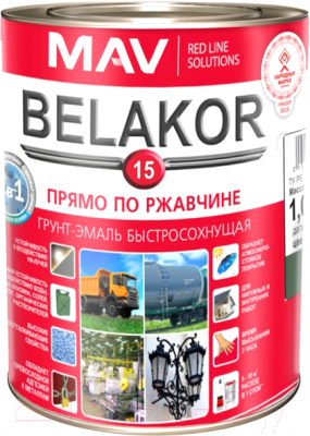 Грунт-эмаль MAV Belakor 15 Ral 6003 (1л, защитный матовый)