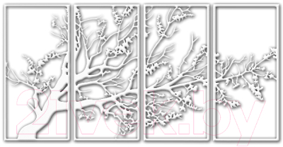 Декор настенный Arthata Ветви осени 75x160-V / 126-4 (белый)