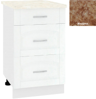 Шкаф-стол кухонный Кортекс-мебель Корнелия Ретро НШ50р3ш (ясень белый/мадрид) - 