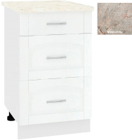 Шкаф-стол кухонный Кортекс-мебель Корнелия Ретро НШ50р3ш (ясень белый/марсель) - 