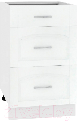 Шкаф-стол кухонный Кортекс-мебель Корнелия Ретро НШ50р3ш без столешницы (ясень белый)