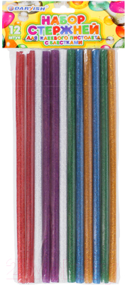 Изображение товара Клеевые стержни Darvish Цветные с блестками / DV-12463 (12шт)