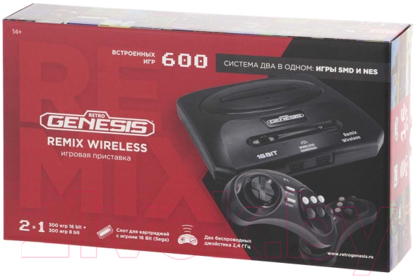Игровая приставка Retro Genesis Remix Wireless (8+16Bit) 600 игр