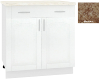 Шкаф-стол кухонный Кортекс-мебель Корнелия Ретро НШ80р1ш (ясень белый/мадрид) - 